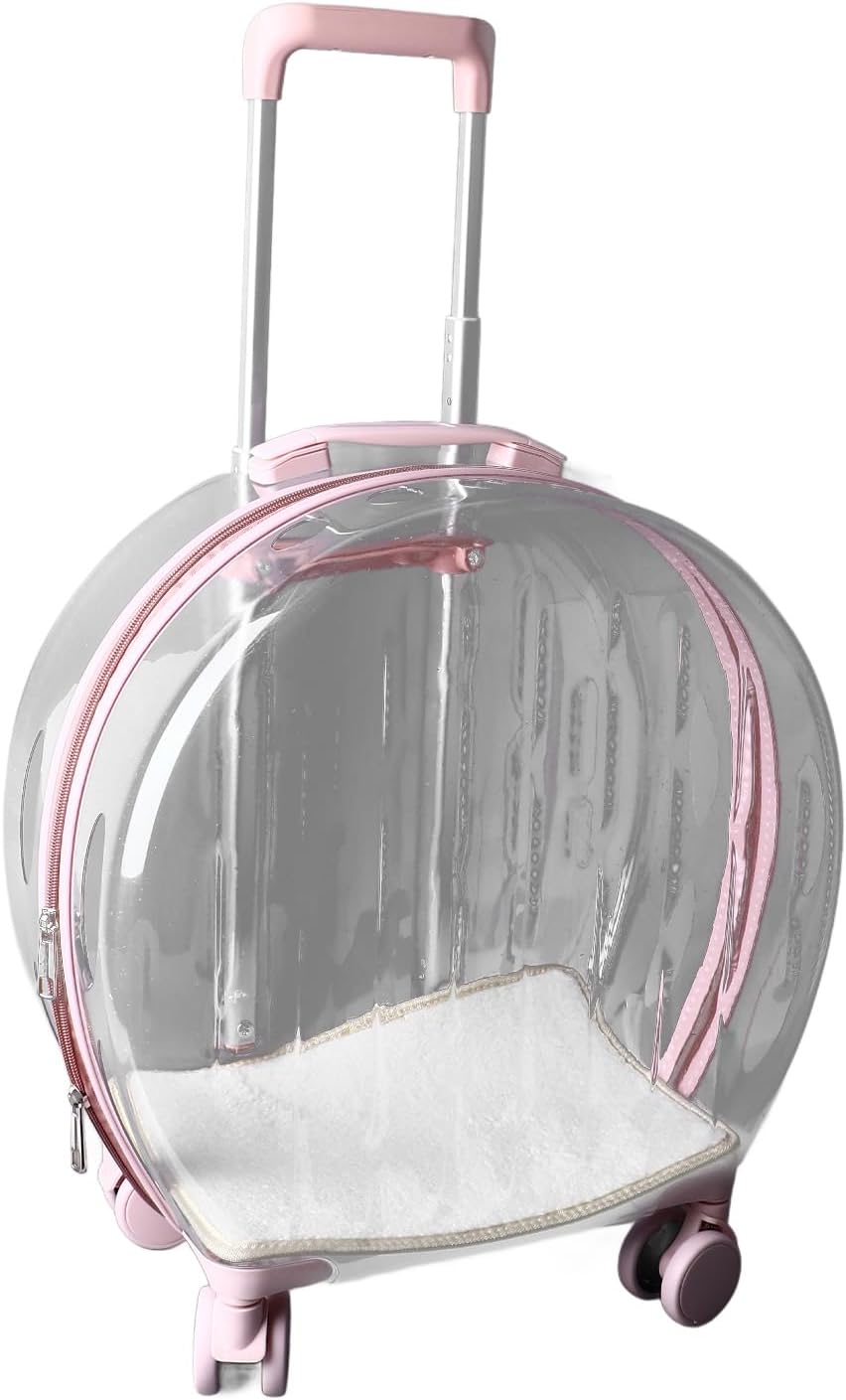 Zerodis Cat Carrier with Wheels, Hard Sided Carriers Cat Bag with Mat 360 Degree Rotatable Spacious Rolling Puppies Travel Bag for Small Medium Pet Outdoor 17.7x9.8x19.7in Carrier