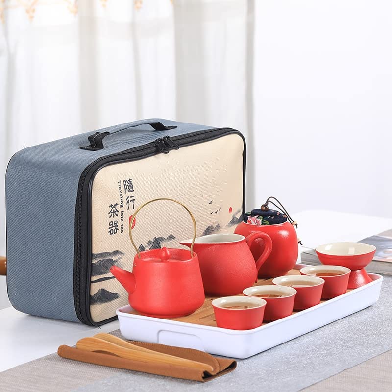 Przenośny ceramiczny zestaw do herbaty chińska herbata kung fu czajniczek podróżny na zewnątrz herbata filiżanka do herbaty z torbą kubek do herbaty ceremonia herbaty kubki na prezent
