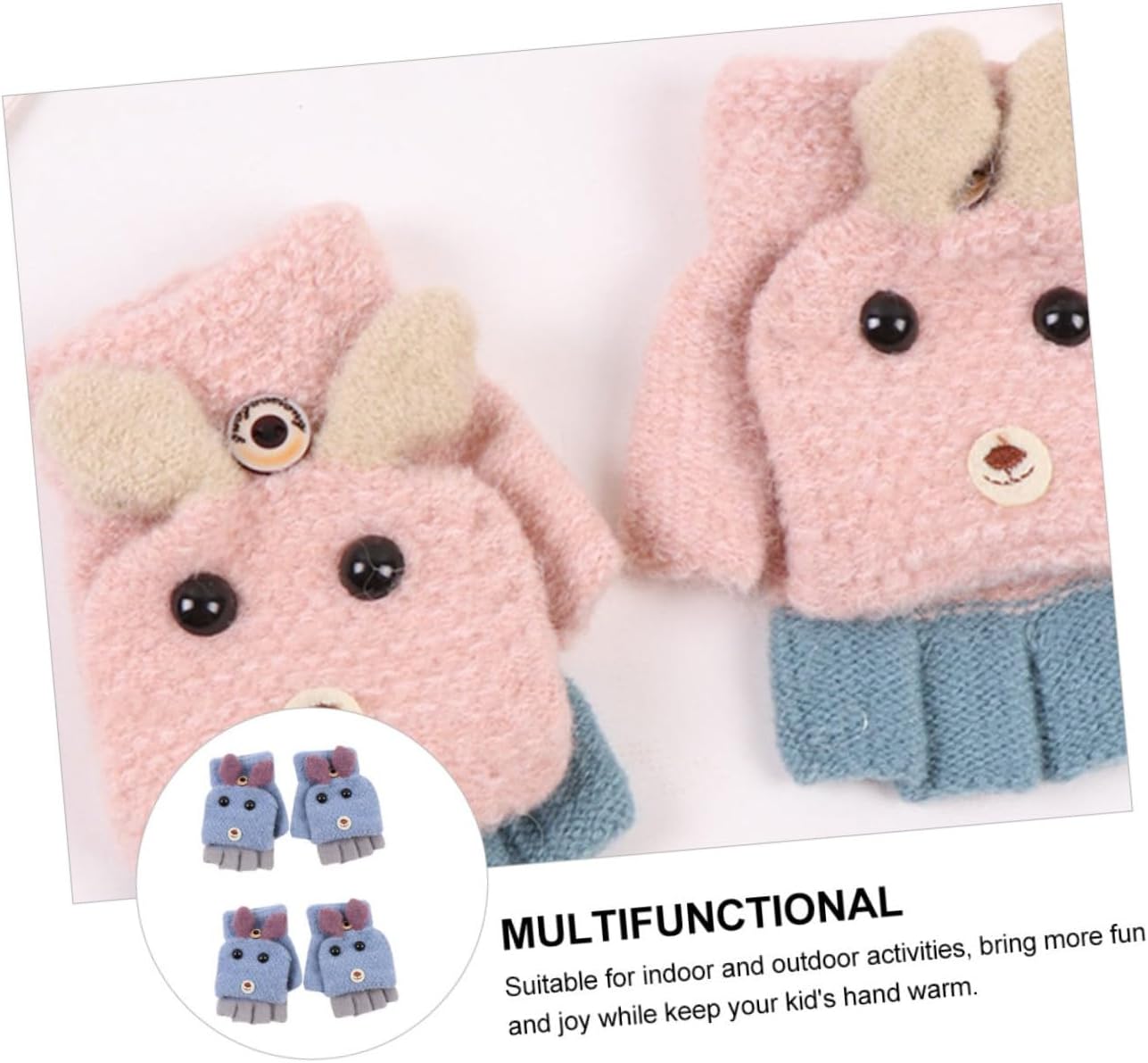 FOMIYES 2pairs Boy Girl Cartoon Knitted Half Finger Gloves Cover Warm and Comfortable Knitting for Boy Girl for Use Random Color