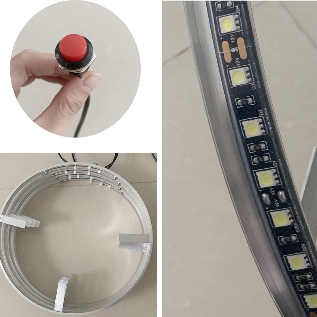 17.5'' Cool White Solid Color Led Illuminated Wheel Light Pure White Rim Light Up for Truck Vehical Offroad Tire Lights IP68 Waterproof Switch Ctrl (17.5 INCH Single Row)