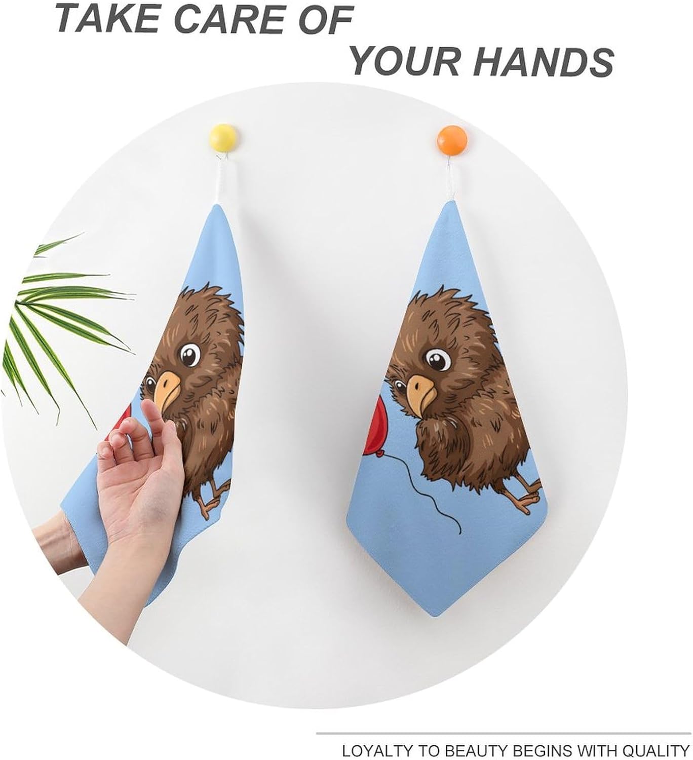 Kiwi Bird Hand Towels for Bathroom Kitchen Towels Small Towel Handkerchiefs with Hanging Loop 4PCS