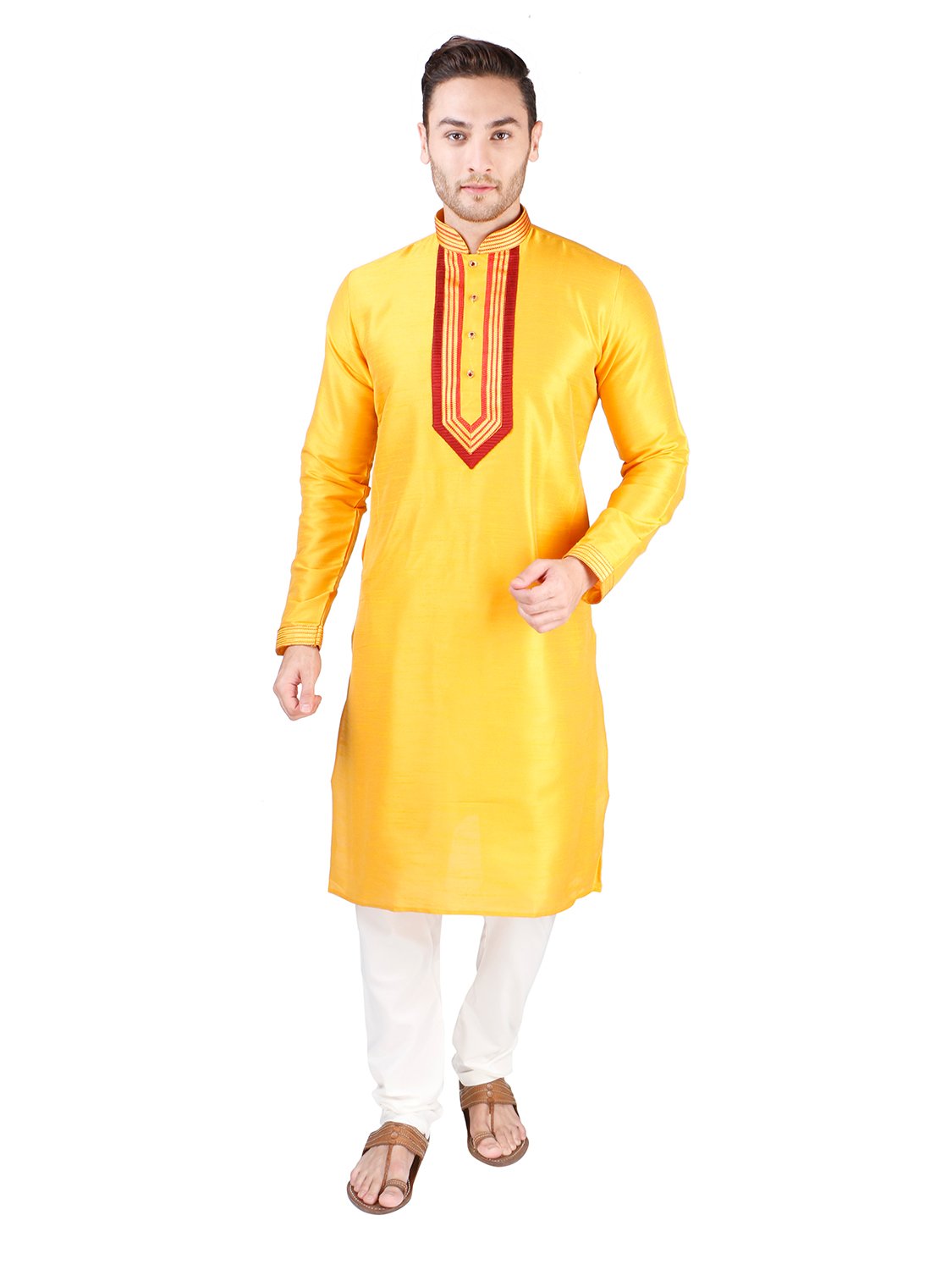 rajubhai hargovindas Yellow Silk Kurta Pyjama Set-picture-1