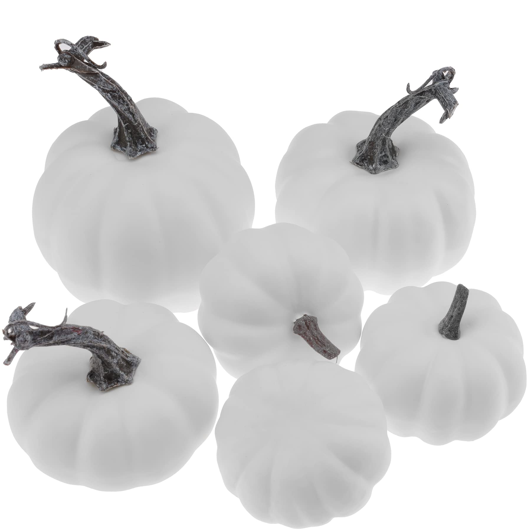 Meiwlong 6 Pcs Artificial Foam Pumpkins - Realistic White Fall Decor For Thanksgiving & Halloween - View #5