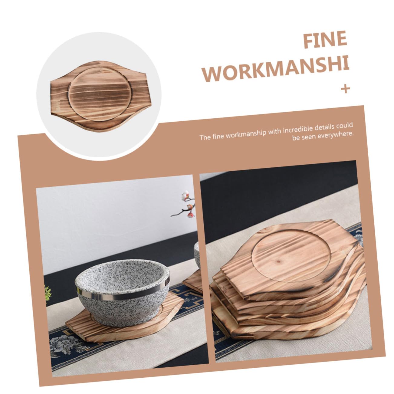 VICASKY 10 Stück Holz Casserole Matte Multifunktionaler Topfuntersetzer mit Rutschfester Stabiler Basis Vielseitig als Servierplatte für Speisen Obst und Snacks Langlebiges Küchenzubehör