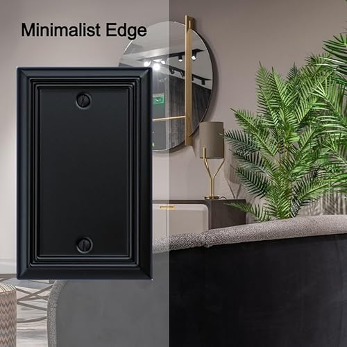 Vista 83 de Adler - Cubierta de pared de metal para interruptor de luz cuádruple, paquete de 2 unidades, color negro, 4 bandas, para interruptor de atenuación