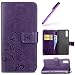 Produktbild HMTECH Huawei P20 Pro Hülle Lucky Clover Blumen Prägung Flip Leder Brieftasche Standfunktion Karten Slot Magnetverschluß Taschen Schalen Handy für Huawei P20 Pro,Lucky Clover:Purple
