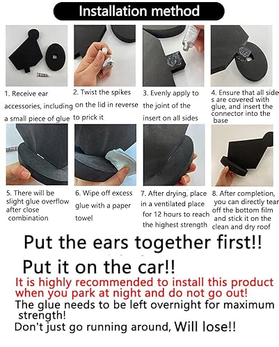 Cute Cartoon Hanging Ear Dog Car Top Decoration White Large Ear Mini Car Ear Body 3D Three-Dimensional Sticker #TOP7