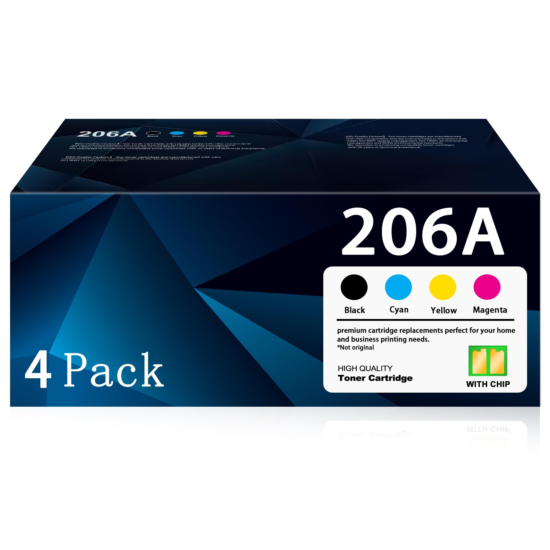 206A Toner Cartridges 4 Pack (with Chip) Replacement for HP 206A Toner Works with Color Laser Jet Pro MFP M283fdw M283cdw M255dw, Pro MFP M282, M283