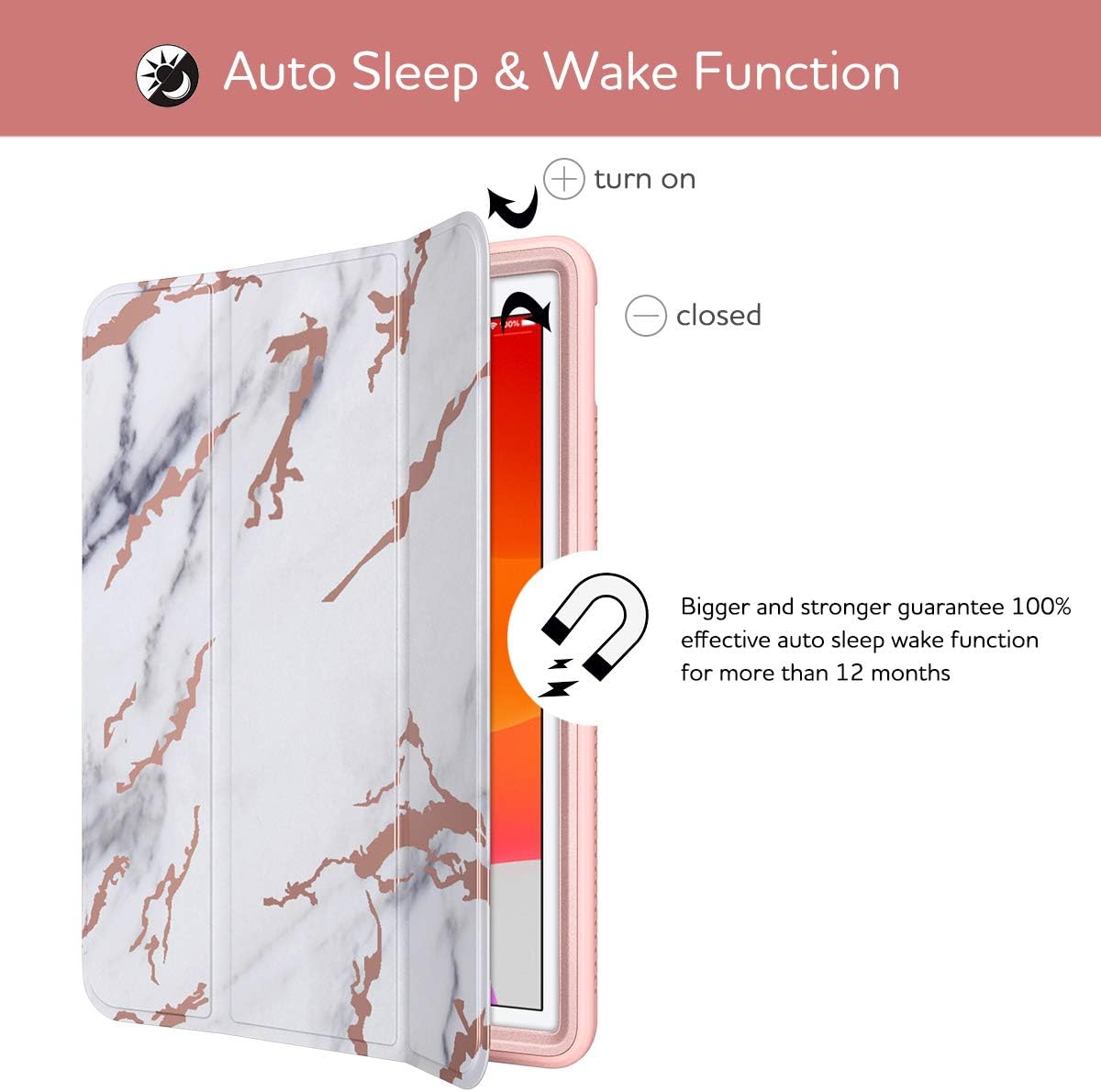 Review Discount SURITCH for iPad 9th/8th/7th Generation, iPad 10.2 Case, [Built in Screen Protector] [Pencil Holder] Lightweight Leather Case Smart Cover and Magnetic Trifold Stand for iPad 2021/2020/2019(Marble)