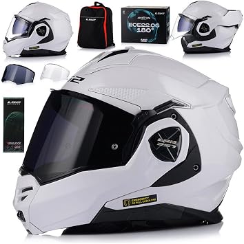 LS2 FF901 ADVANT X Flip-Front Motorcycle Motorbike Modular Helmet Dual Visor ECE22.06 Approved Full Face Jet Scooter Urban Touring Crash Helmet with Free Tinted Visor- White