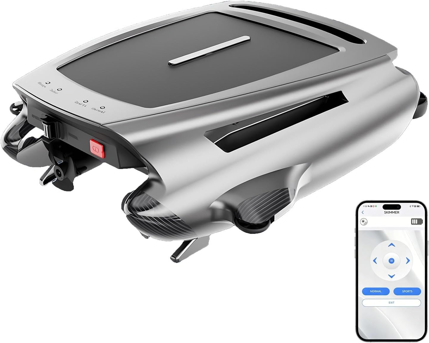 Cordless Solar Powered Pool Skimmer Robot, 24/7 Constant Surface Cleaning, Smart Radar Sensing Technology, 28H Battery Life, Salt Chlorine Resistant, Easy Maintenance