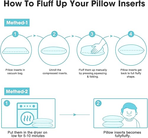 Miniatura 7 de WINGLAM, Rellenos de almohada, almohadas decorativas, relleno de funda, blanco, paquete de 2, 18 x 18 pulgadas, hipoalergénico, poliéster, ultra