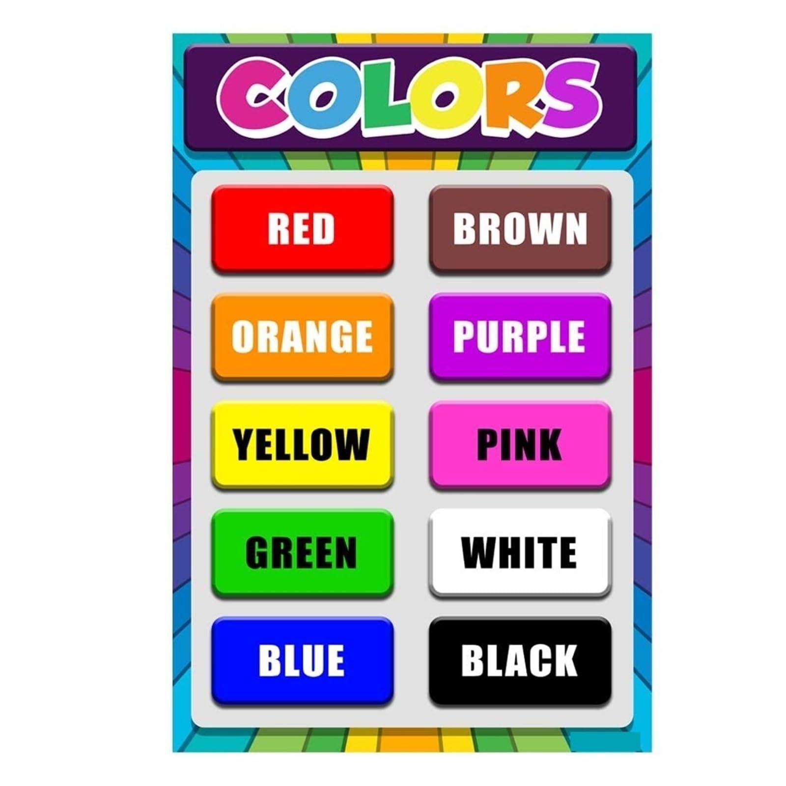 HGETJOHXEM Learn Your Colors Poster - Vibrant Educational Wall Decor for Toddlers, for Preschool Classroom, Homeschool, Kindergarten, Nursery & Playroom(Framed,16x24inch(40x60cm))