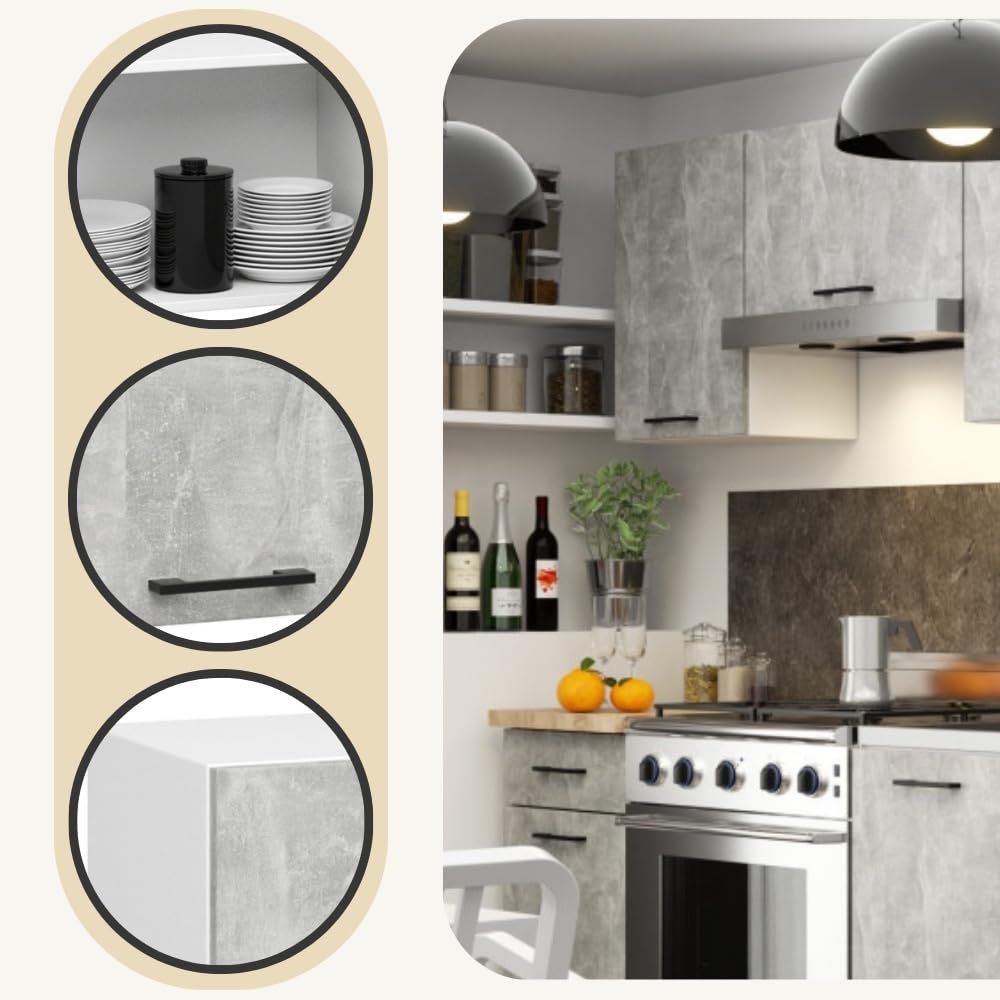 AKORD | Olive Küchenschränke | Geräumig | Robust | Für jedes Design | Für eine kleine Küche | Für eine Küchenzeile | Als Teil eines Sets | Weiß Beton