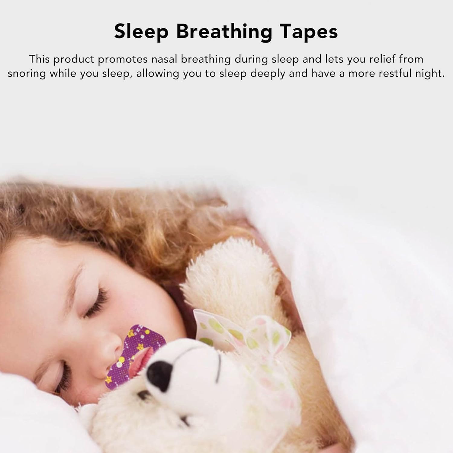 iYOGIzz Kids Sleep Strips (30 Pcs) Mouth Tape Anti-Suffocation Design Mouth Shape Gentle Adhesive Stretchable Sleep Aid for Nose Breathing Snoring Relief Safe Comfortable Night Sleep for Children 4