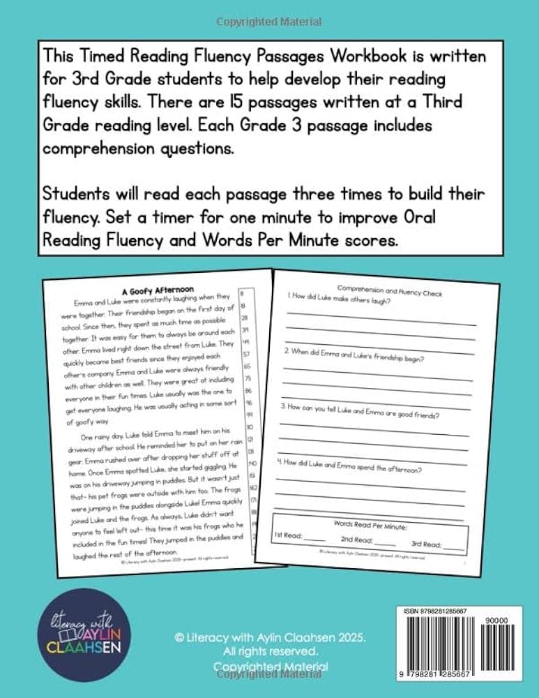 amazon-com-timed-reading-fluency-passages-for-3rd-grade-increase-oral-reading-fluency-and-words-per-minute-scores-with-grade-3-timed-fluency-passages-and-grade-timed-reading-fluency-passages-9798281285667-claahsen for 3rd Grade Reading Fluency Passages Free Printable Amazon.com: Timed Reading Fluency Passages for 3rd Grade: Increase Oral Reading Fluency and Words Per Minute Scores with Grade 3 Timed Fluency Passages and ... Grade Timed Reading Fluency Passages): 9798281285667: Claahsen, for 3rd Grade Reading Fluency Passages Free Printable