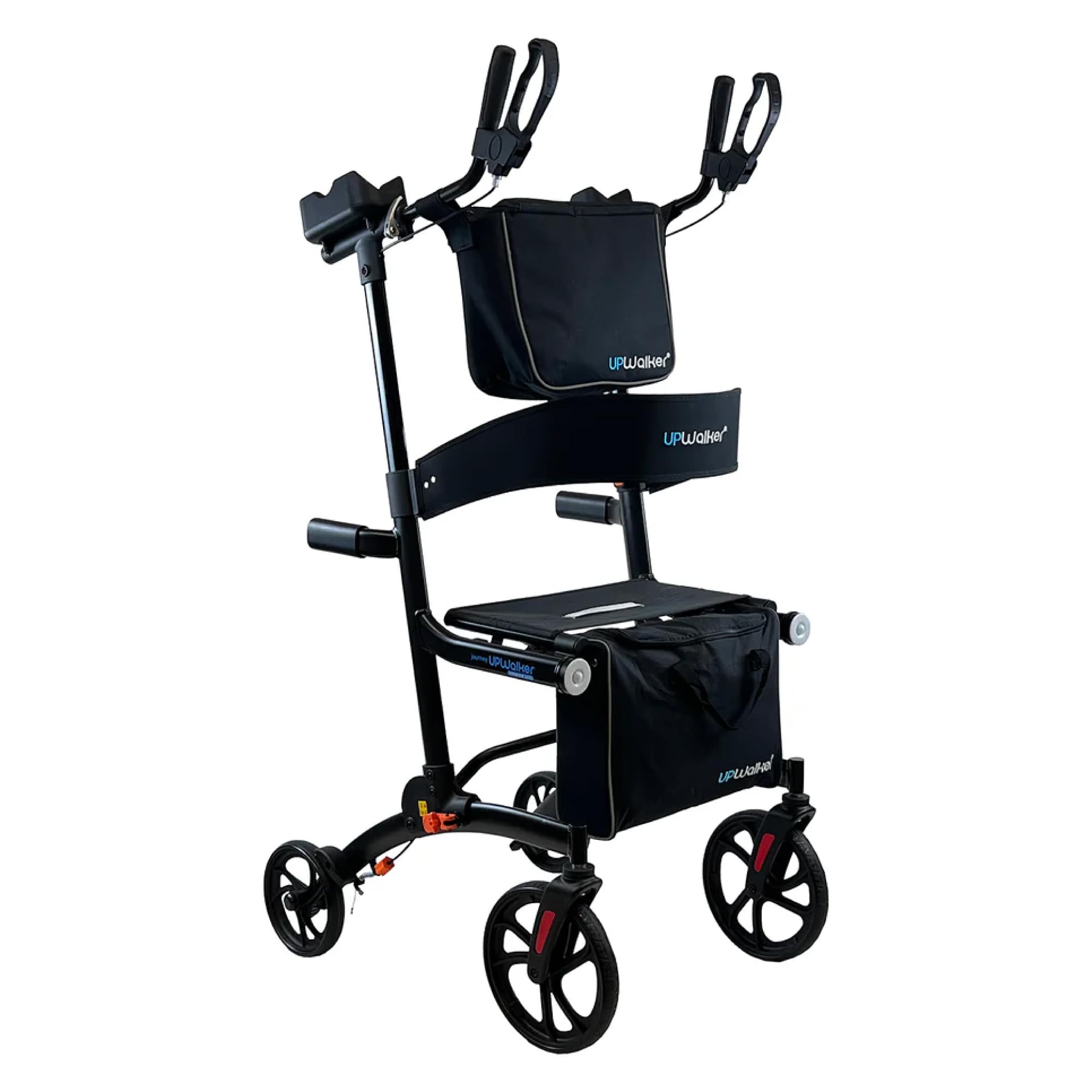 Journey UPWalker Premium Lite – The Original Upright Walker – Premium, Lightweight Adjustable Upright Rollator Walker with Narrow Build, Motion Sensor Lights, & Seat for Seniors