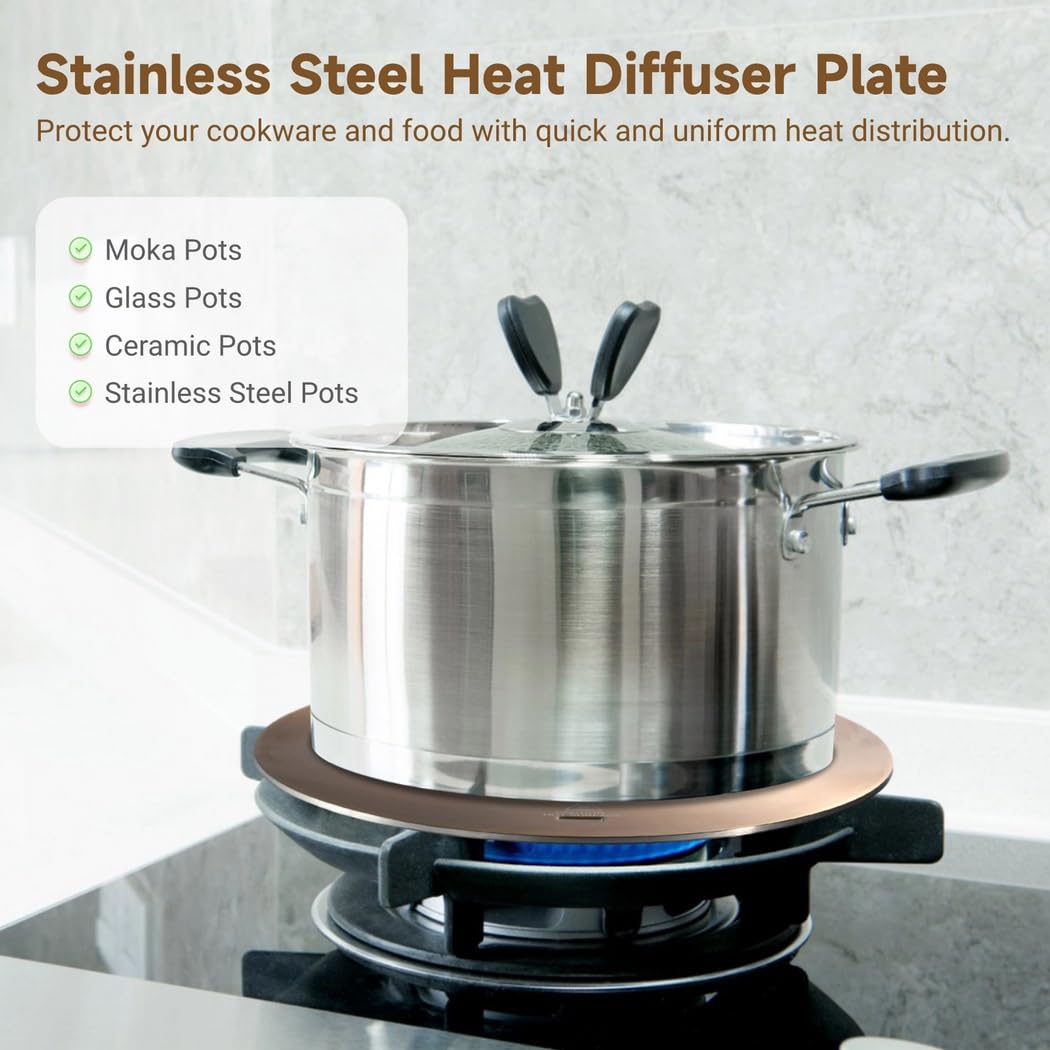 Placa convertidora de cocina de 11 pulgadas con mango a presión, adaptador de inducción para estufa eléctrica de gas, anillo difusor de calor para seguridad de utensilios de cocina