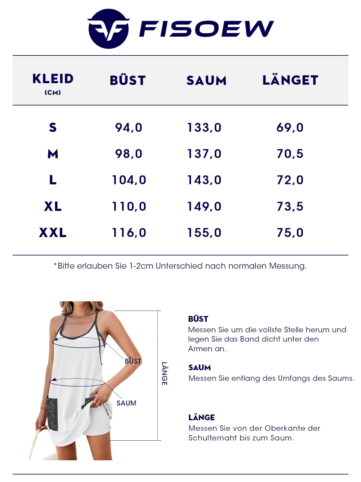 Fisoew Robe de tennis pour femme - Sans manches - Col en U - Avec short - Mini robe d'été - Mini robe d'entraînement