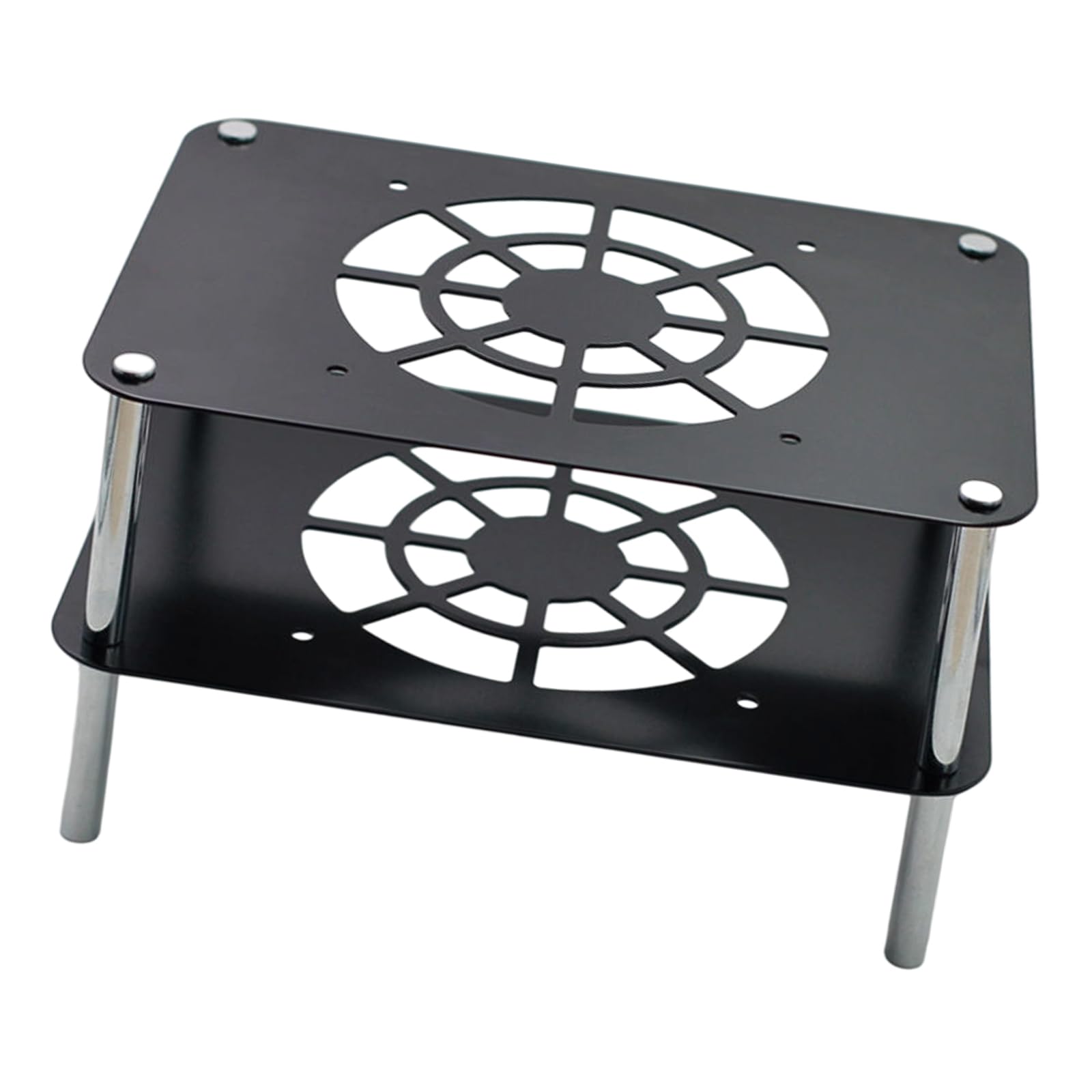 Maxtonser Two Tiers Cooling Rack for Routers Efficient Heat Dissipation Noiseless Operate Easy Installation Aluminum Construction
