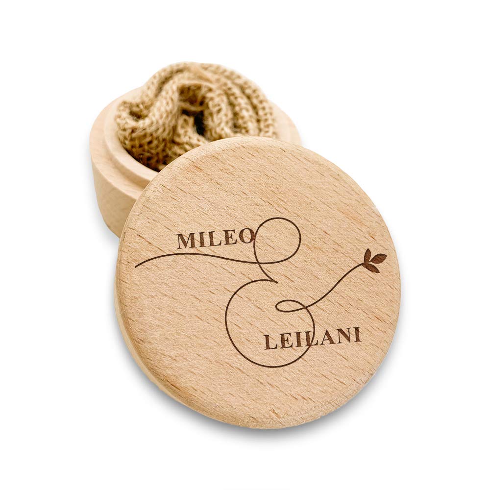Edsg 2 Names Personalised Wedding Ring Box - Engraved Wood Proposal Box For Engagement, Anniversary - Custom Gift Jewellery Accessories (Names)