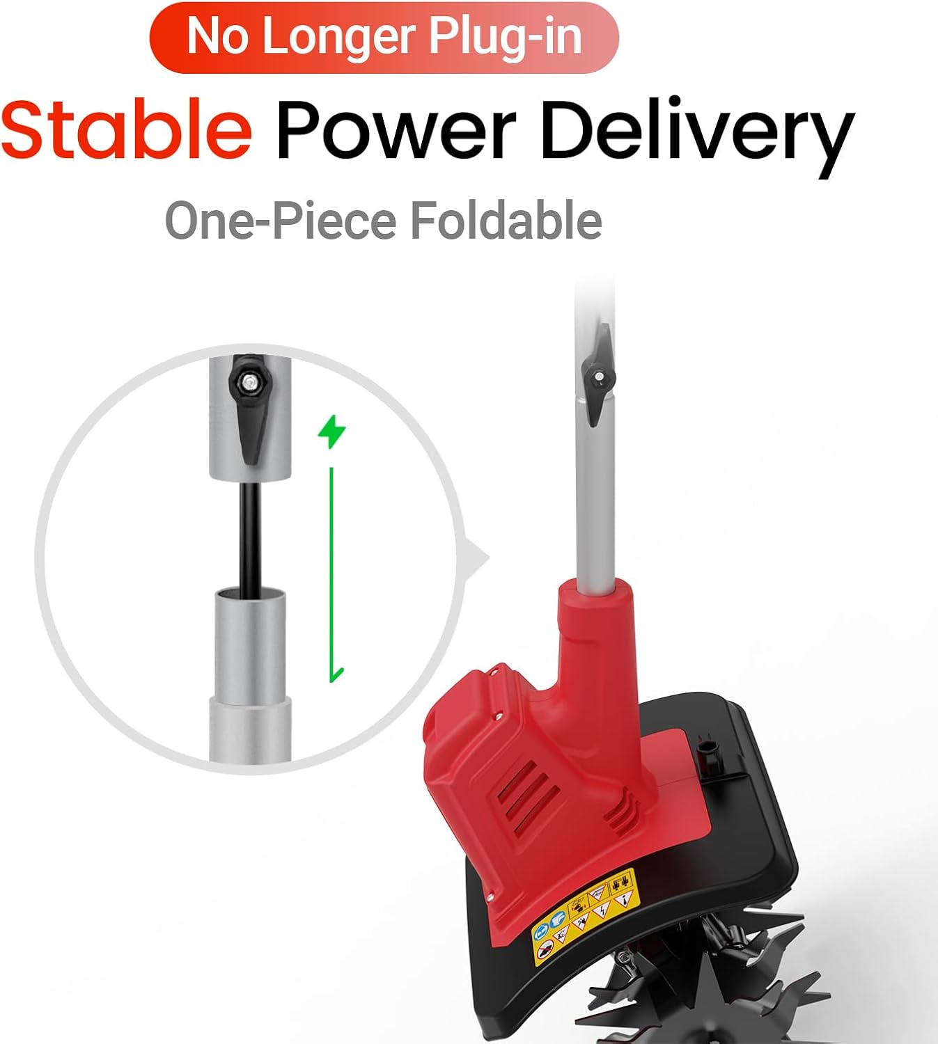 Brushless Cordless Tiller Cultivator Compatible with Milwaukee 18V Battery (Tool Only), Electric Rototiller with 48 Steel Tines, 280RPM, 10" Width, 7" Depth Garden Tiller for Gardening/Soil Turning