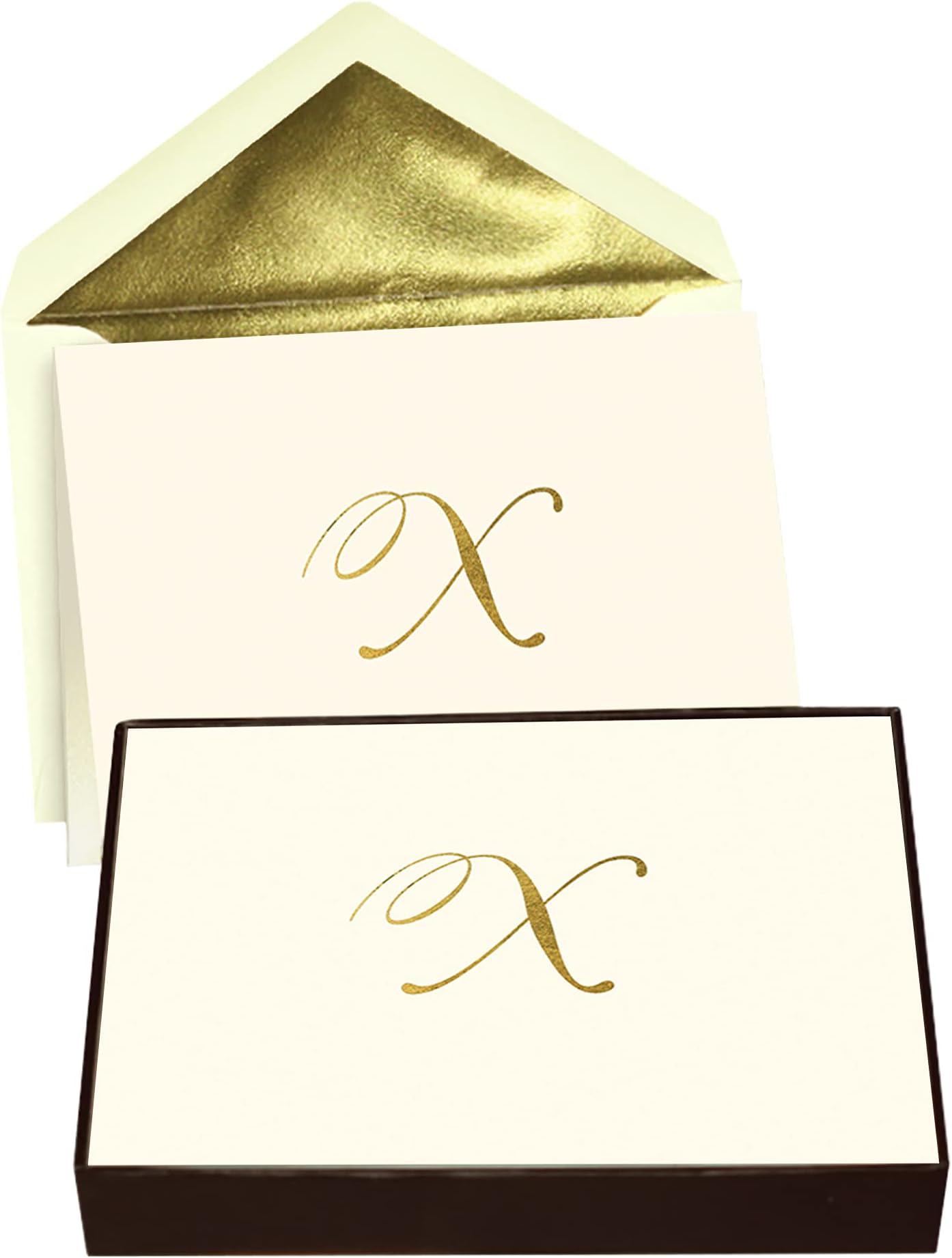 Designer Greetings Monogram Boxed Note Cards, Personalized Stationery Set (10 Count), Letter W