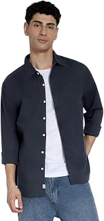 American Eagle Men Black Linen Button-Up Shirt Price In India