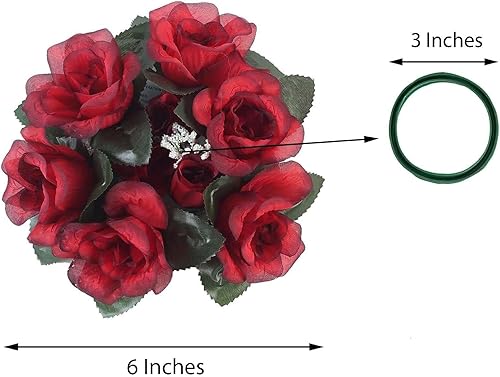 Miniatura 3 de Efavormart - Paquete de 4 anillos de vela de seda artificial con diseño floral para fiestas eventos bodas centros de mesa color negro