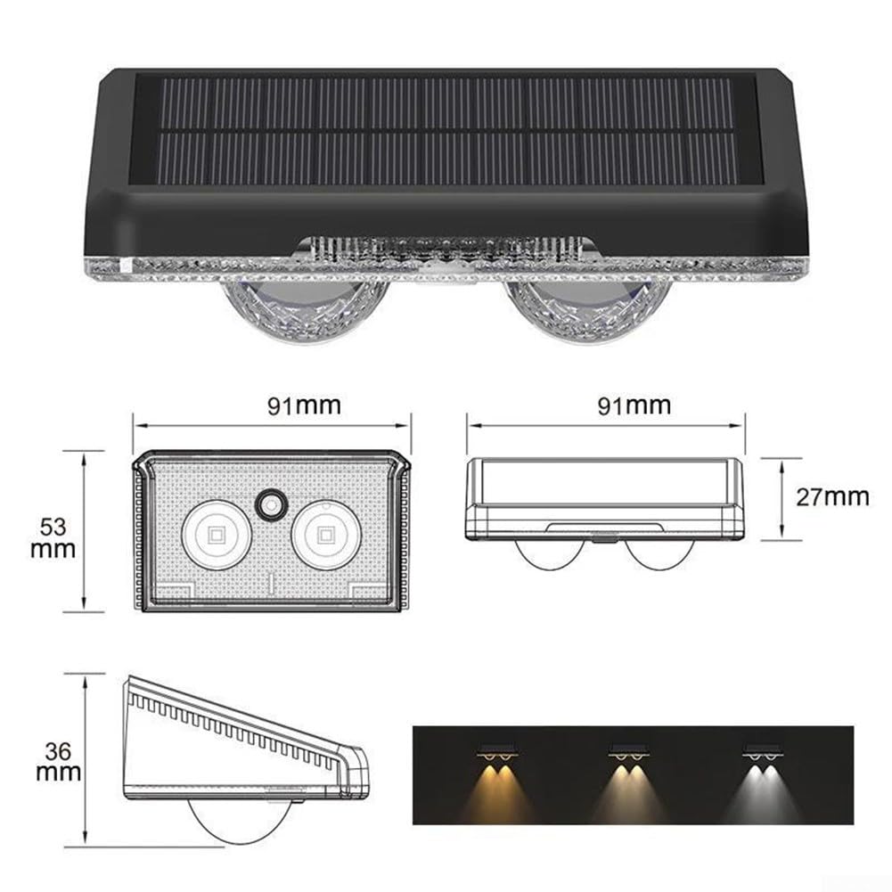ReachMall Solar-Außenwandleuchten, RGB-Farbwechsel, Zaunlampe, IP44, wasserdicht, Gartenbeleuchtung mit Memory-Funktion für Wege, Treppentor, 91 x 53 mm, 8 Stück
