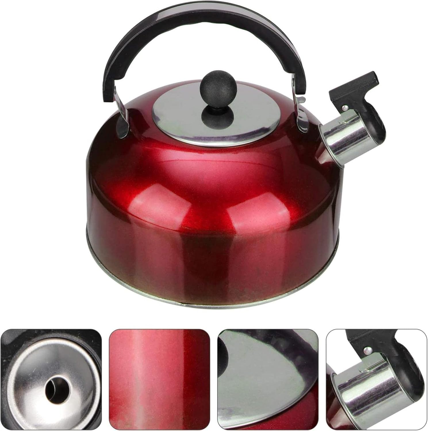 Whistling Tea Kettle，Stainless Steel Teakettle ，Cast Iron Teapot Teapot,Tea Set,2l Whistling Tea Kettle Stove Kettle Stainless Steel Teapot with Handle Kettle Water Boiler Teapot Suit for Stovetop Ind