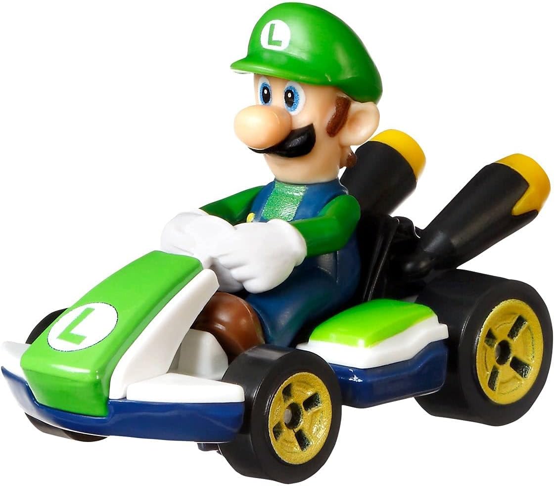 DieCast Hotwheels Luigi Standard Kart 1:55 Scale Super Mario Kart
