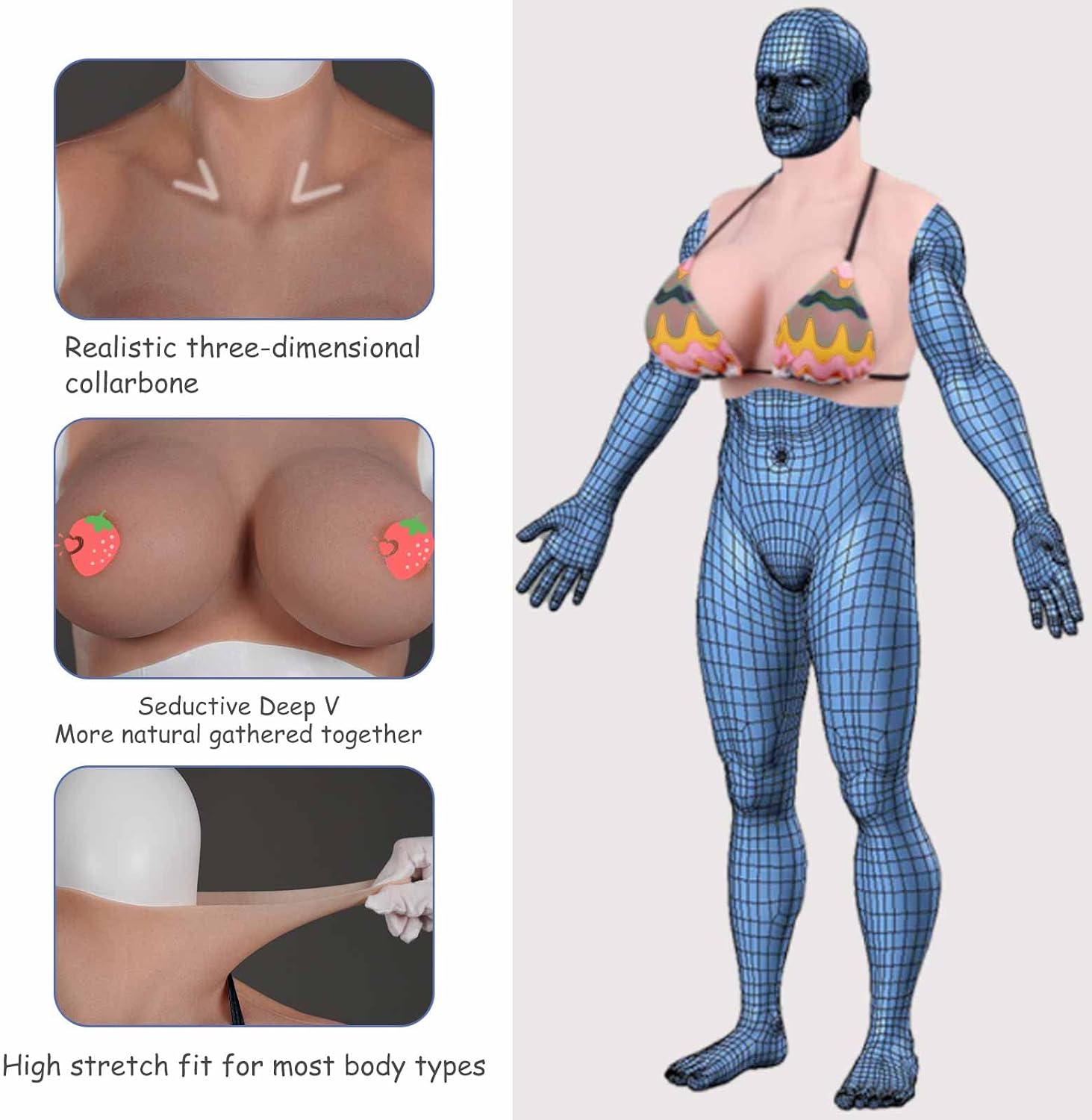 現実的なシリコーン充填胸当て人工乳房フォームトランスジェンダー乳房切除プロテーゼ用の偽のおっぱいエンハンサー,Nude,Ecup 【シームレス】