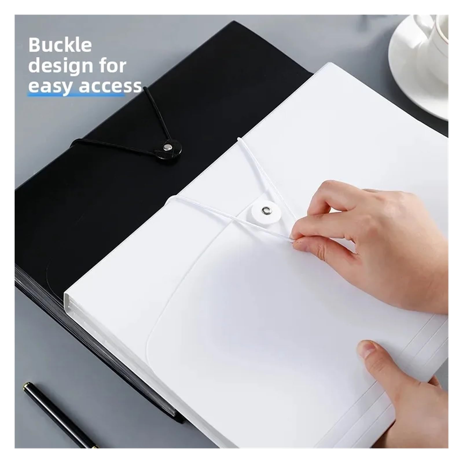 Carpeta partituras Carpeta de archivos acordeón A4 multicapa gran capacidad, bolsa almacenamiento documentos for estudiantes, herramienta organizadora recibos y exámenes(Black)