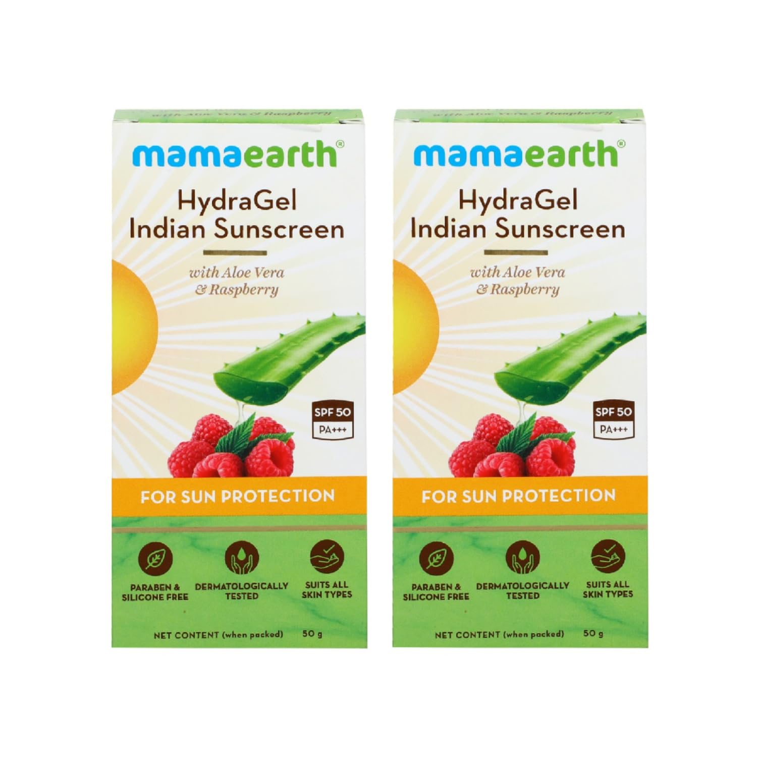 MAMAEARTHVitamin C Daily Glow Sunscreen with Vitamin C & Turmeric for Sun Protection & Glow | SPF 50 PA++++, No White Cast, Lightweight & Non-Sticky, Brightens Skin | All Skin Types, 50g (Pack of 2)