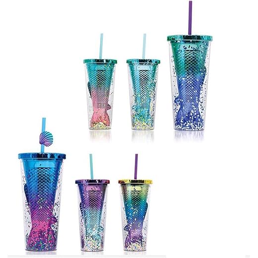 Calandis? Glamour Tumbler Glitter Drinking Cup Leakproof Water Bottle With Straw & Lid Style C