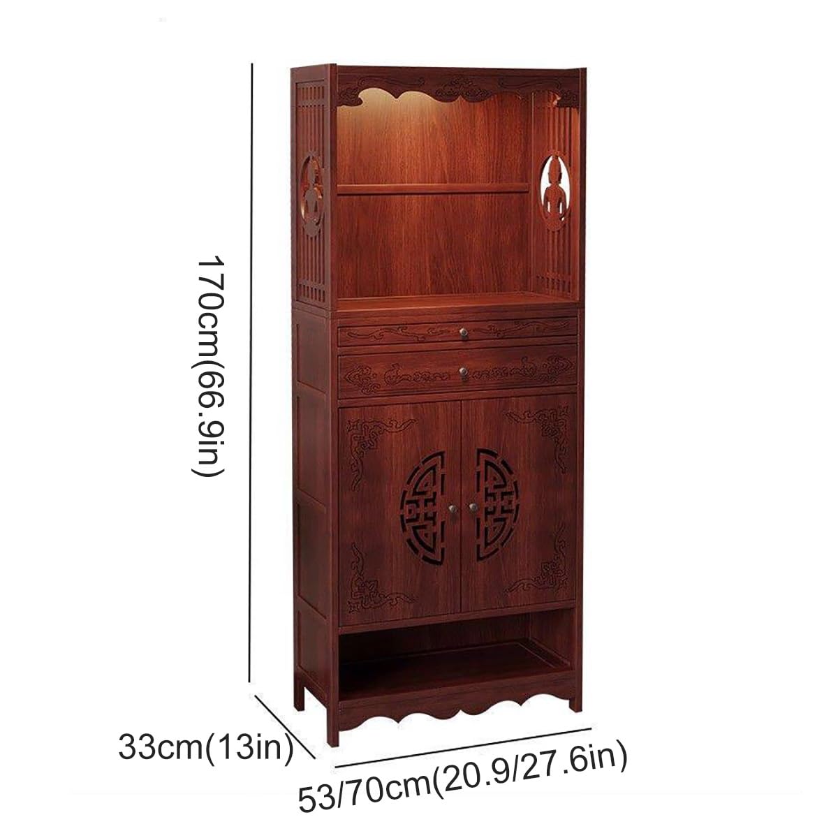 Armoire d'autel Bouddhiste, Table d’Autel Bouddhiste avec Tiroir, Autel de Méditation Feng Shui pour Bouddha, Sanctuaire de méditation pour brûle-encens et offrandes(70cm)