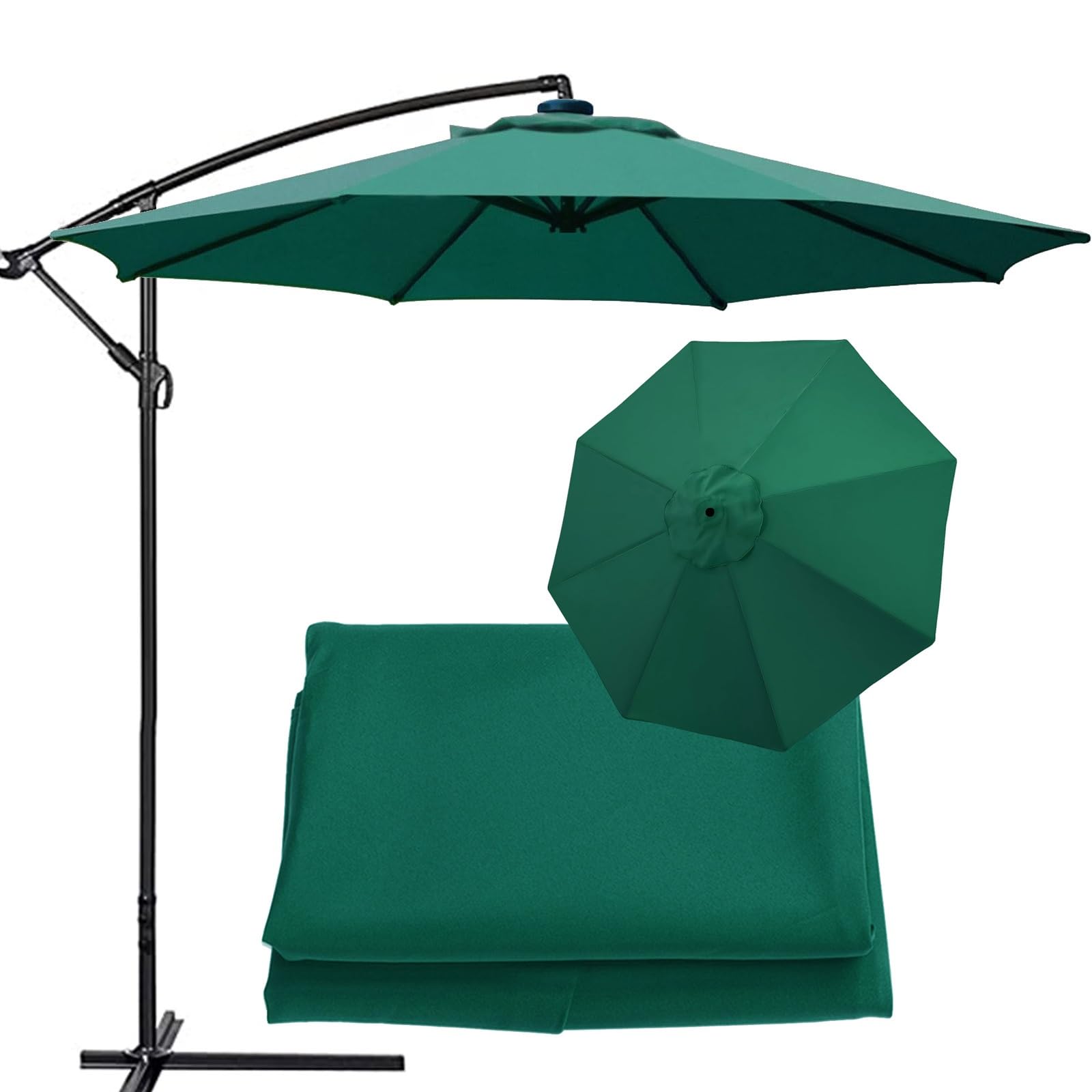 Garden Replacement Parasol Canopy 9ft 10ft 6 Arms 8 Arms Patio Umbrella Replacement Fabric Cover, Umbrella Top Replacement Cloth, For Standard, Cantilever & Balcony Parasols(Thickness:Dark green,Size: