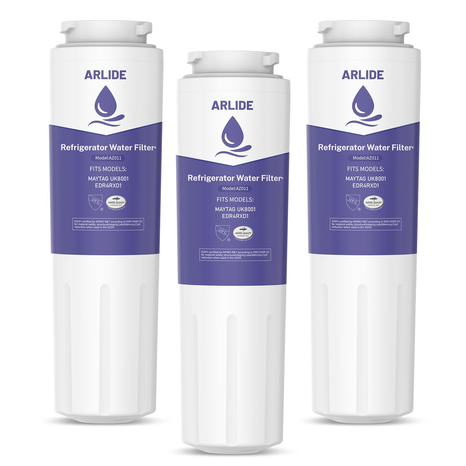 Arlide Water Filter Replacement for EDR4RXD1, Filter 4, UKF8001, 4396395, Maytag UKF8001, UKF8001AXX, WHR4RXD1, KAD4RXD1, 46-9006, Puriclean II (3 Packs)