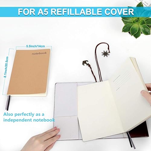 Miniatura 6 de Cuadernos con rayas universitarias, cuadernos de papel kraft para escribir, cuaderno de tapa suave para mujeres y hombres, páginas numeradas e