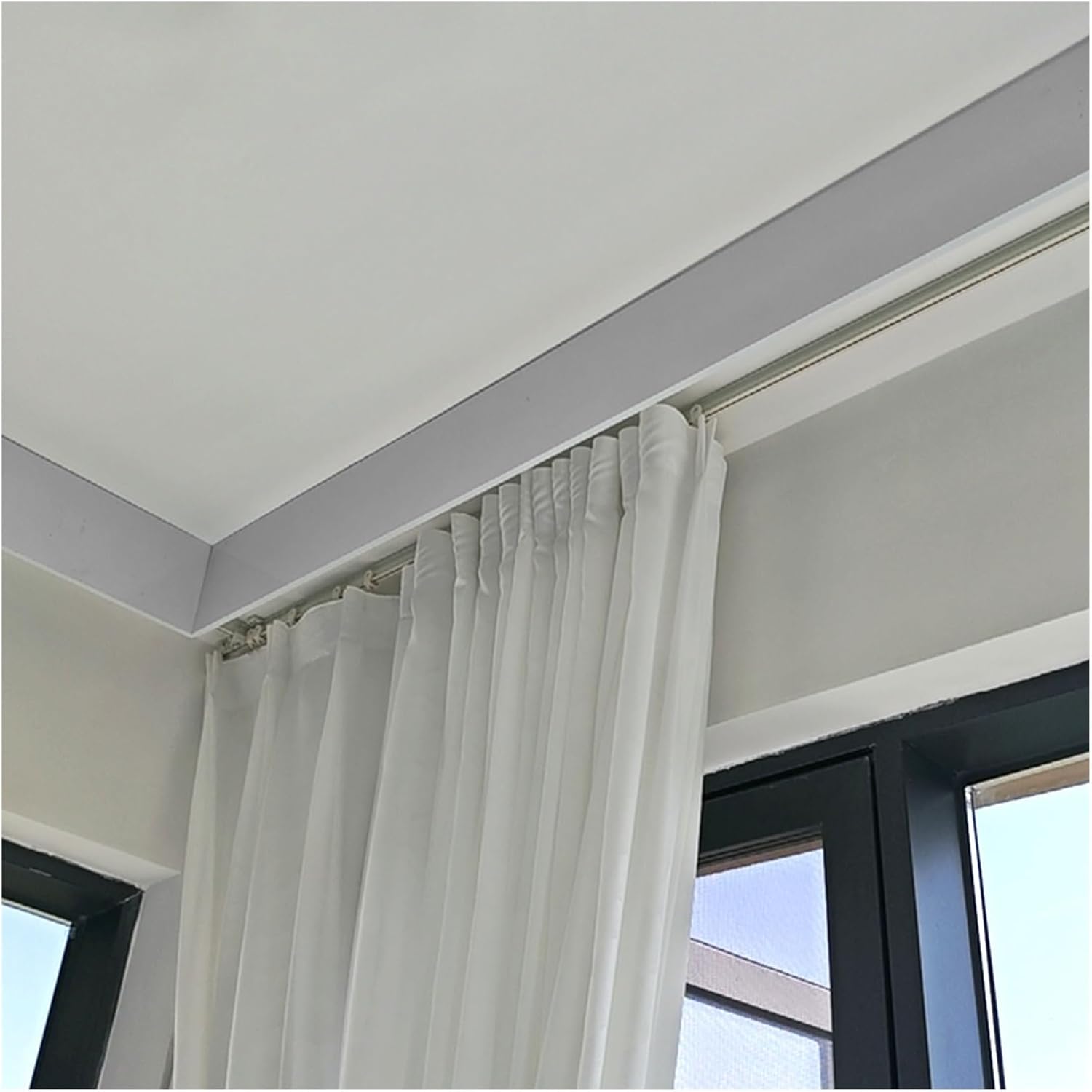 Extra Long Aluminum Cornice Boards for Windows - Ceiling/Wall Mount Valance Box for Curtains, Roller Blinds & Venetian Blinds - 2.3m (7.5ft) Installation