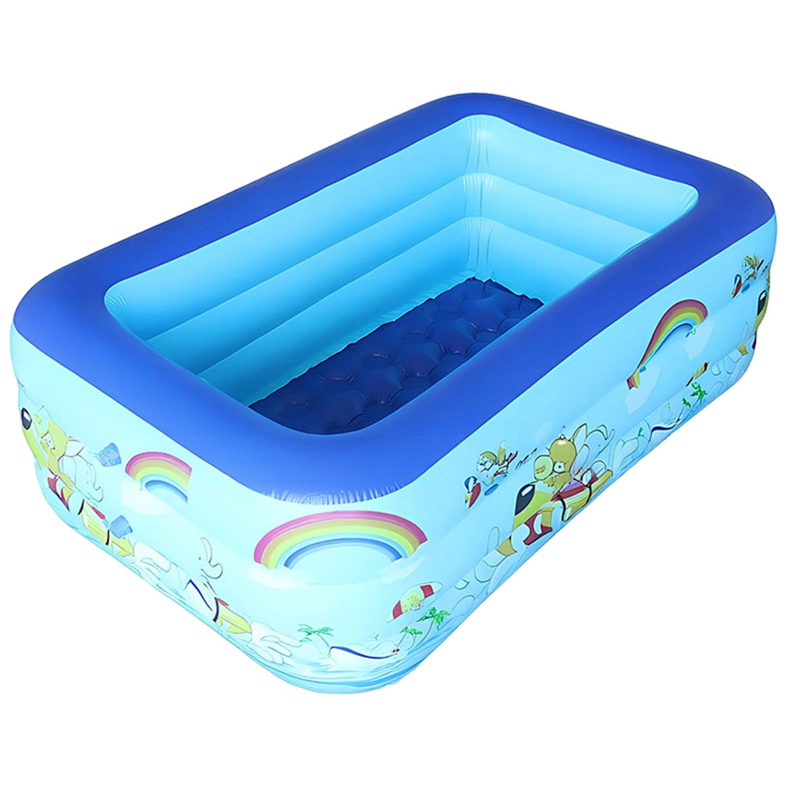 Inflatable Paddling Pool, 150x105x35cm Portable Large Rectangle Paddling Pool, Safe Landing Garden Toy Pools With Leakproof Design, PVC Family Garden Pools For Kids Adults Summer Outdoor