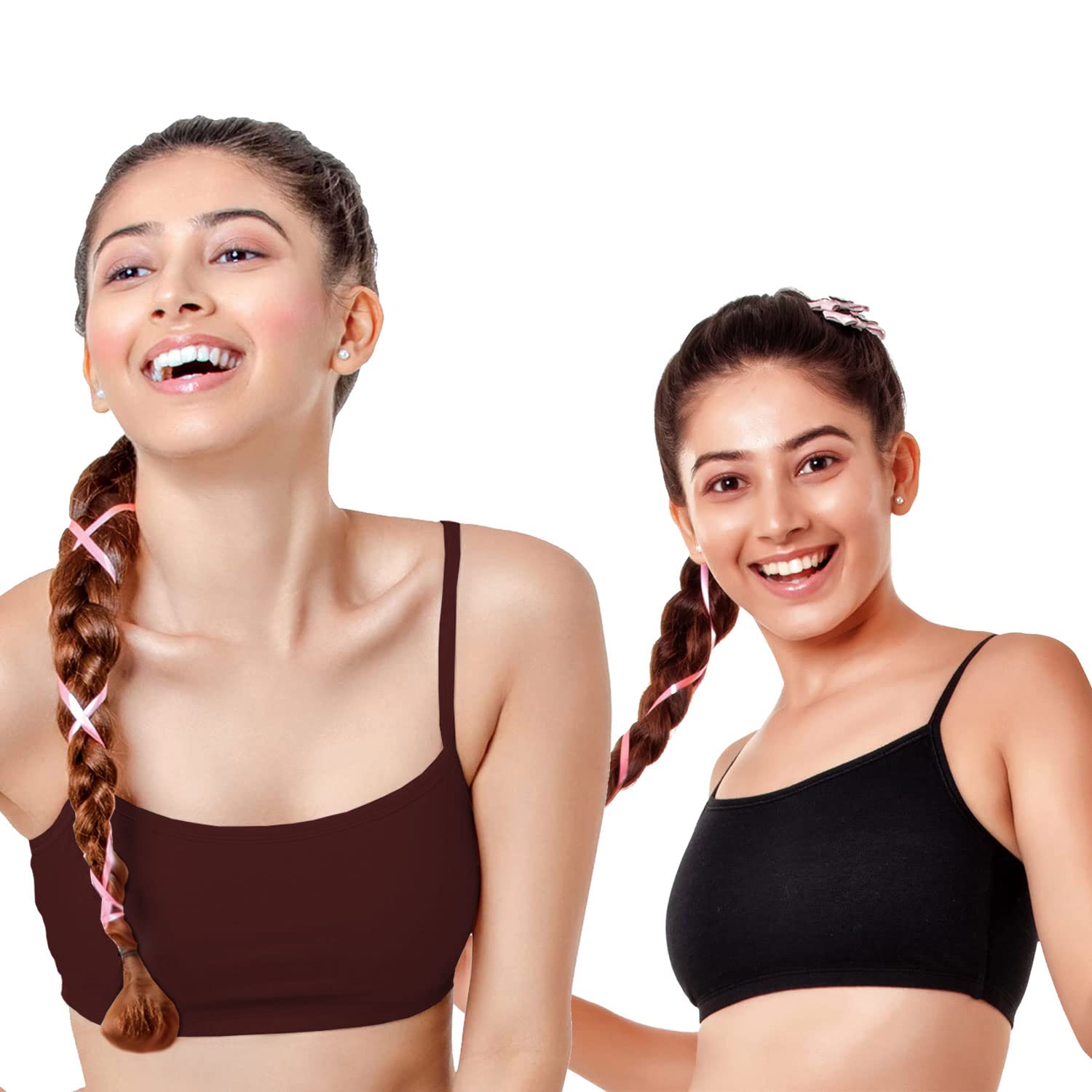 Girl's Beginners Bra, Slim Strap Stretch Cotton Non-Padded Wire Free Beginners Bra, Ideal for Teenage Girls and Women-image-17