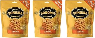 Sonoma Creamery Cheese Crisps, Cheddar, Savory Snack Cracker, High Protein, Low Carb, Gluten Free, Wheat Free, 2.25 Oz (Pack of 3)