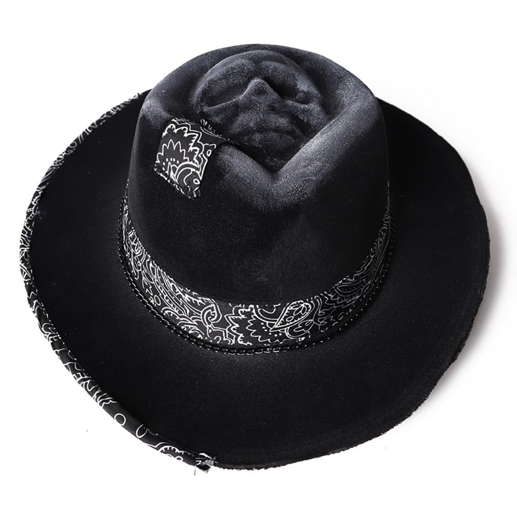 HGENAHGTF Trendy Halloween Skull Cowboy Hat Stylish and Distinctive Unisex Headpiece Fashionable and Punk Headwear Halloween Cowboy Hat