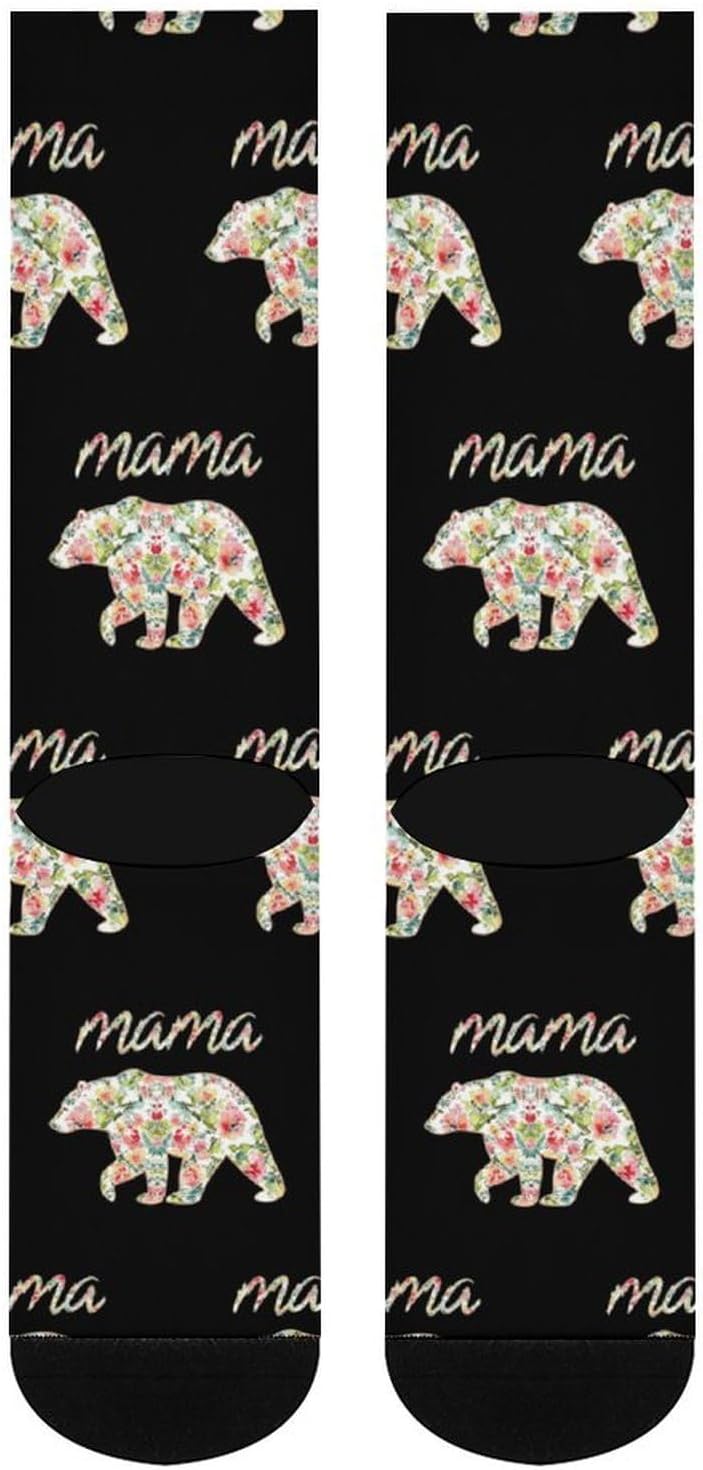 Floral Mama-bears Knee High Socks Athletic Long Stockings Sport Casual Crew Tube Sock Boot 46cm