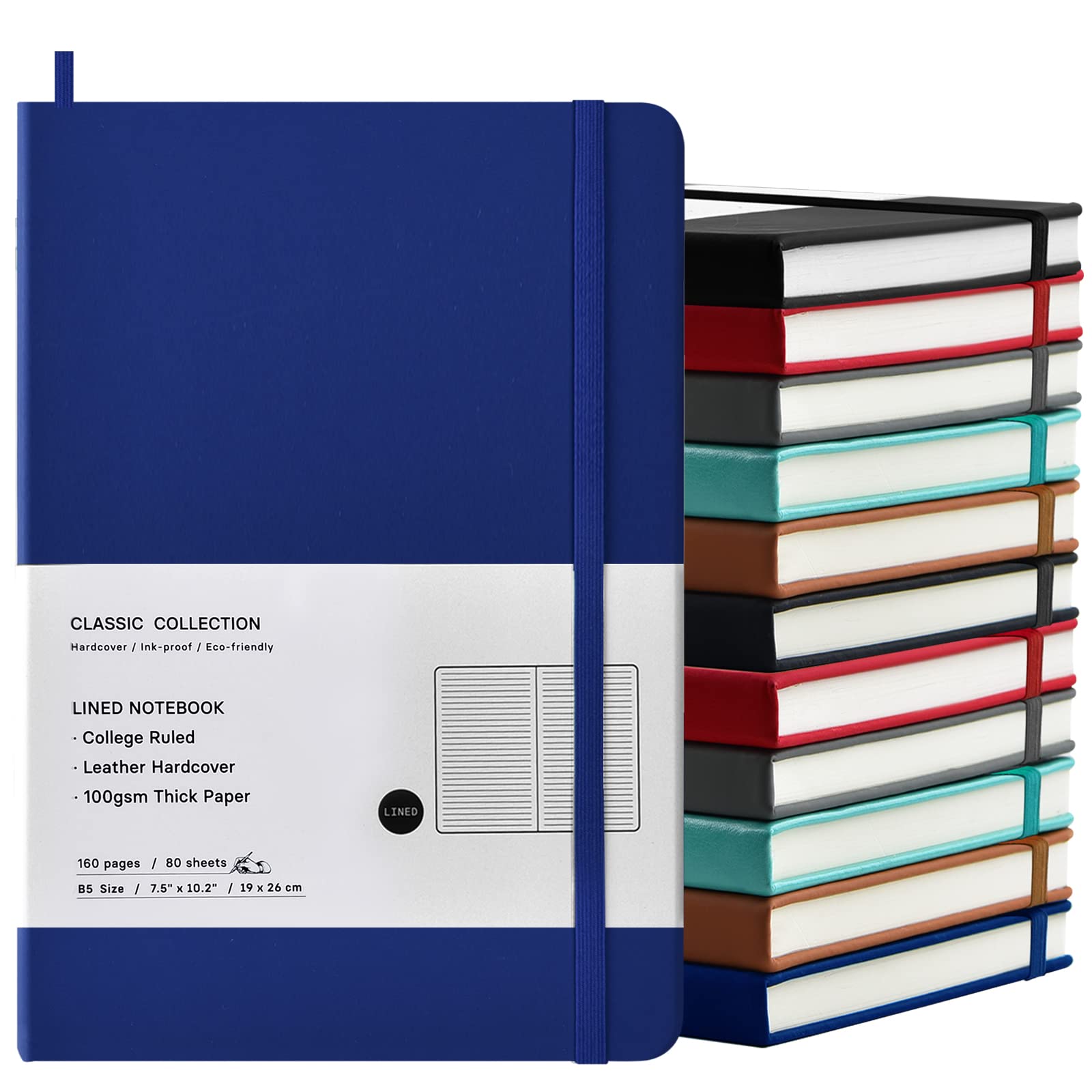 Sponsored Ad - Coopay 12 Pack B5 Notebooks Journal College Ruled Composition Notebooks Classic Hardcover Lined Journals for Office Home School Business Writing Notes, 10.2" x 7.5", 100GSM Thick Paper (Multicolor)