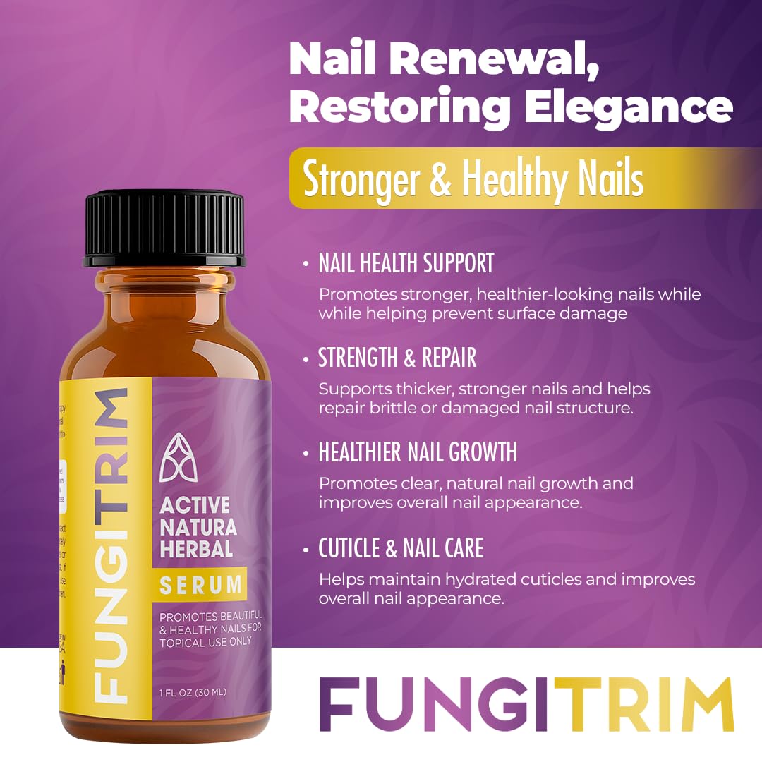 FungiTrim Nail Renewal Serum 1oz – Natural Botanical Formula Supports Healthy Nail Appearance and Stronger Looking Nails – Lightweight Daily Oil for Brittle or Discolored Nails Made in USA