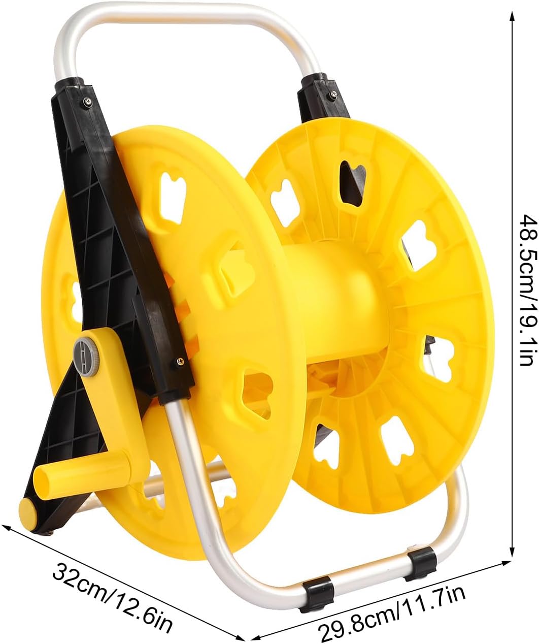 Garden Hose Reel Portable Holder Holds 60m Water Pipes Yellow H 3050S for Lawn Courtyards