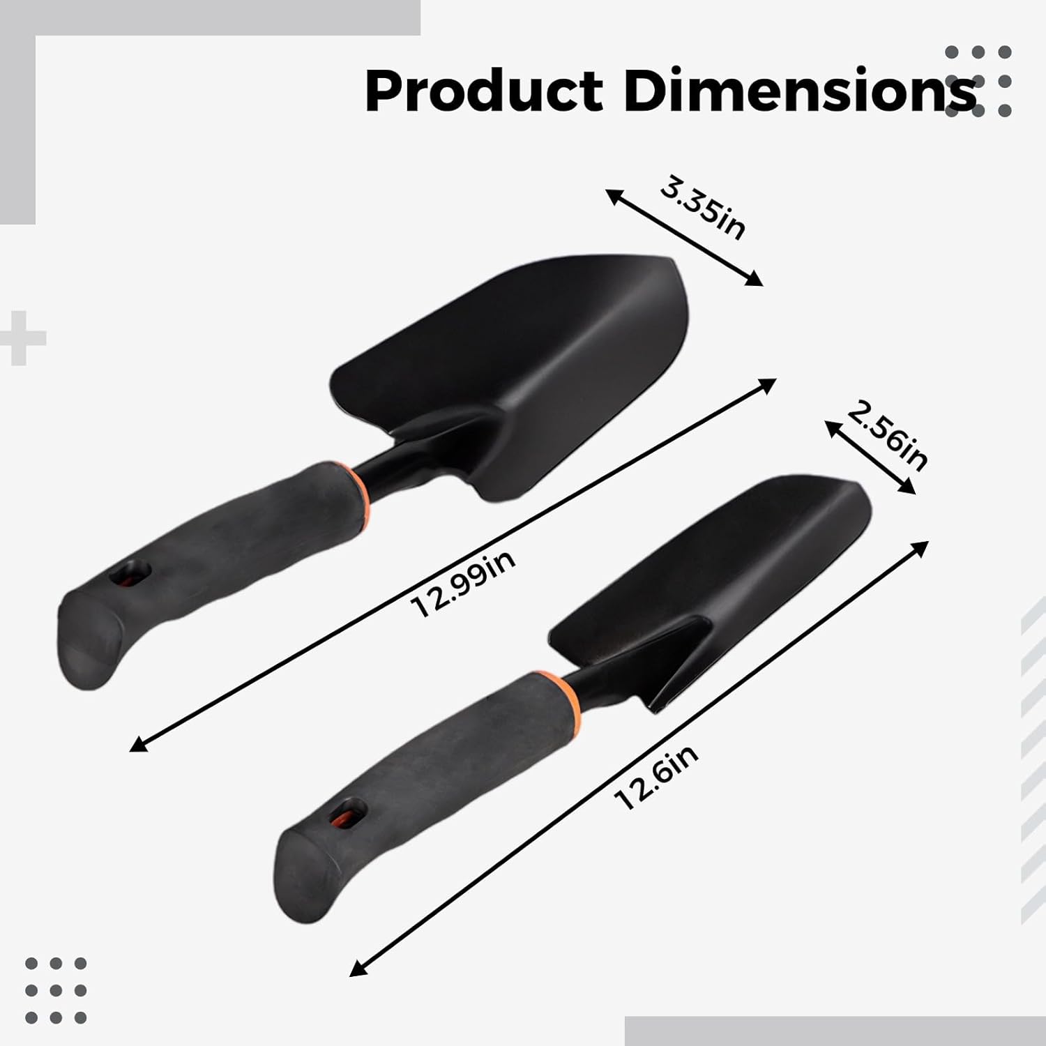 Garden Trowel Set, Narrow & Wide Hand Shovels, 12.6/13 In, Metal Planting Tools, Comfortable Grip For Digging & Transplanting
